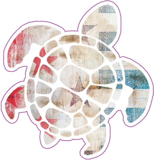 Sea Turtle Distressed Flag Vinyl Decal - Ocean Bumper Sticker