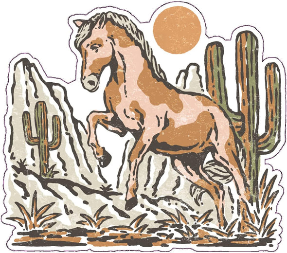 Pink Desert Horse Vinyl Decal - Western Bumper Sticker