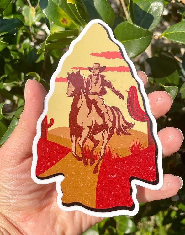 Cowboy Arrowhead Vinyl Decal - Western Bumper Sticker