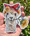 Sunflower Alpaca Vinyl Decal