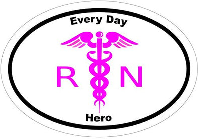 WickedGoodz Oval Vinyl Every Day Hero Nurse Decal - Caduceus Bumper Sticker - Nursing Rn LPN CNA Gift-WickedGoodz