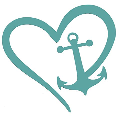 WickedGoodz Die Cut Heart Anchor Decal - Nautical Bumper Sticker - Perfect Boating Sailing Gift-WickedGoodz