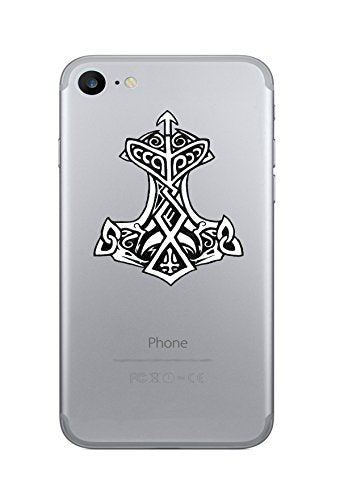 WickedGoodz 2pc Thors Hammer Viking Rune Vinyl Decals - Cell Phone Sticker- Perfect Norse Scandinavian Gift Set-WickedGoodz