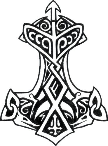 WickedGoodz Circle Thor Hammer Vinyl Decal - Viking Bumper Sticker - Norse Rune Scandinavian Gifts-WickedGoodz