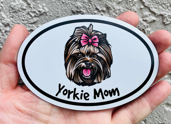 Oval Yorkie Mom Magnet - Dog Breed Magnetic Car Decal