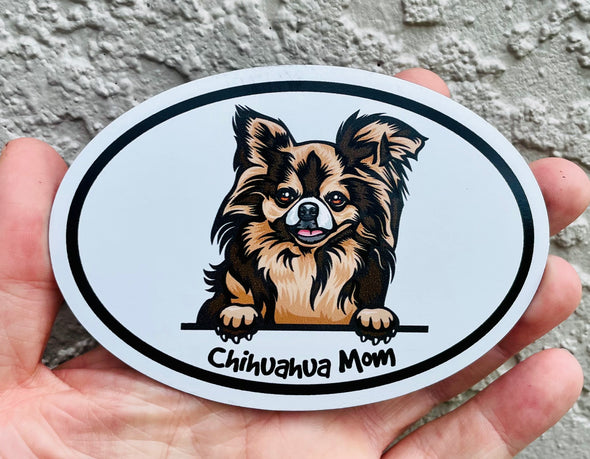 Oval Chihuahua Mom Magnet - Dog Breed Magnetic Car Decal